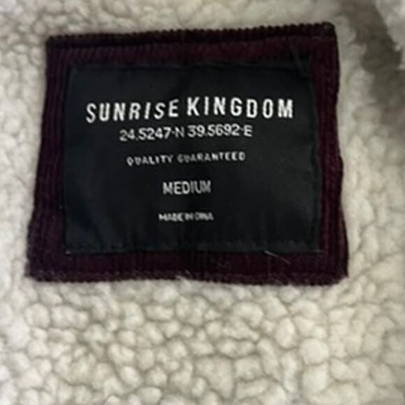 Sunrise Kingdom corduroy cotton jacket red wine color plush interior fall winter - Picture 4 of 7